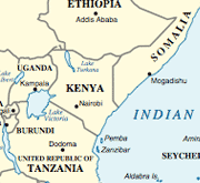 Map of Kenya's location in Africa